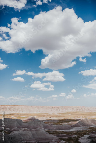 Badlands National Park, SD on cloudy summer day in July