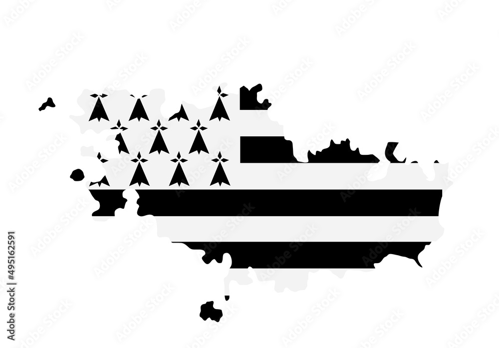 Vecteur Stock France region Brittany map flag vector silhouette ...
