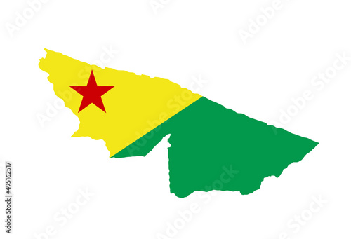 Acre map flag vector silhouette illustration isolated on white background. Brazil state Acre map symbol. South America territory.