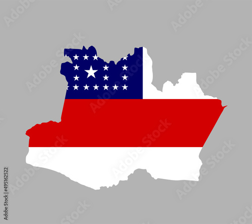 Amazonas map flag vector silhouette illustration isolated on background. Brazil state Amazonas map symbol. South America territory.