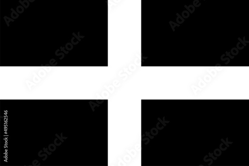 Cornwall flag vector illustration isolated. South West England territory symbol.