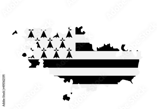 France region Brittany map flag vector silhouette illustration isolated on white background. French Brittany map. France territory.