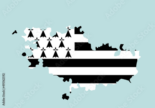 France region Brittany map flag vector silhouette illustration isolated on background. French Brittany map. France territory.