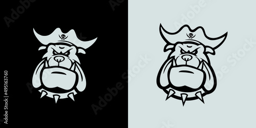 Pirate bulldog mascot silhouette logo