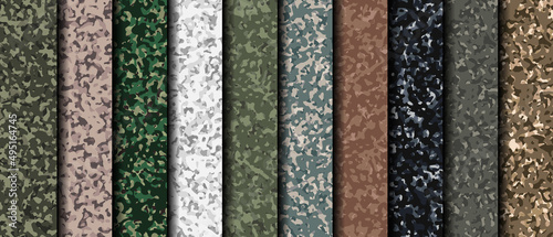 Set of 10 camouflage backgrounds. Abstract military or hunting camouflage background. Vector illustration