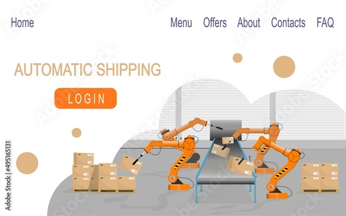 Warehouse Services. Warehousing, storage, sorting, loading of goods. Modern automated warehouse logistics center.