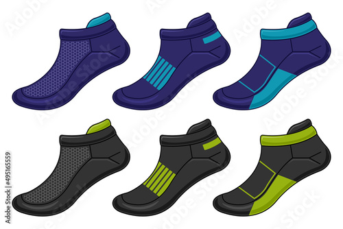 Set sports short socks mockup side view cartoon isolated