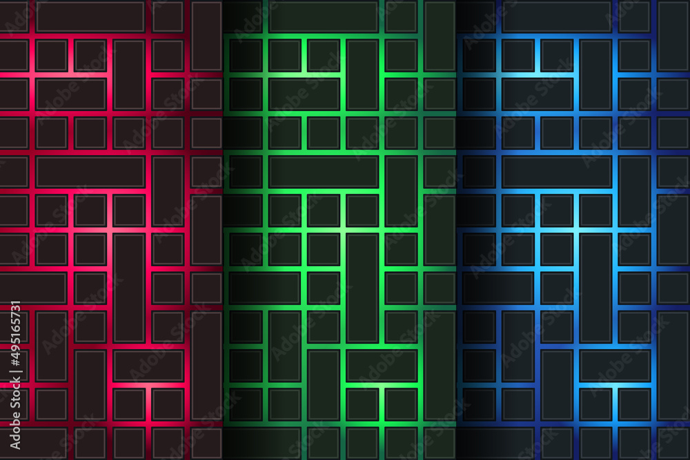 Obraz premium set futuristic geometric 3d rectangles illumination background