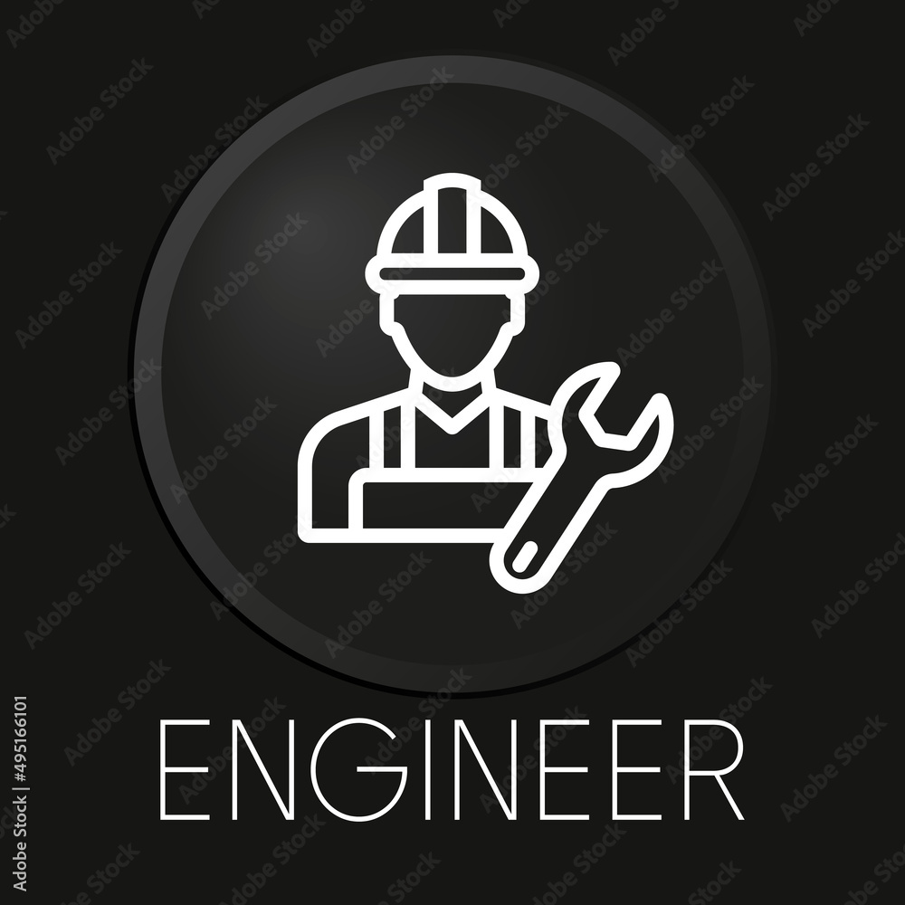 Engineer minimal vector line icon on 3D button isolated on black background. Premium Vector. Engineer minimal vector line icon on 3D button isolated on black background. Premium Vector.
