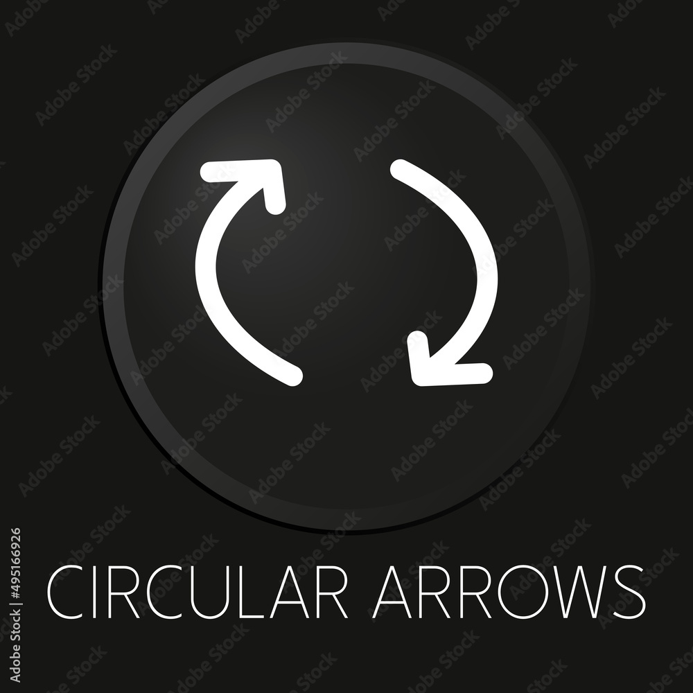 Circular arrows minimal vector line icon on 3D button isolated on black background. Premium Vector. Circular arrows minimal vector line icon on 3D button isolated on black background. Premium Vector.