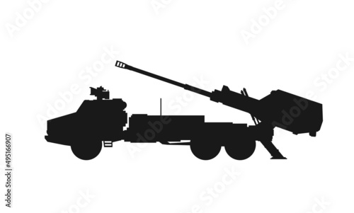 archer self propelled howitzer icon. army artillery system. vector image for military concepts and web design