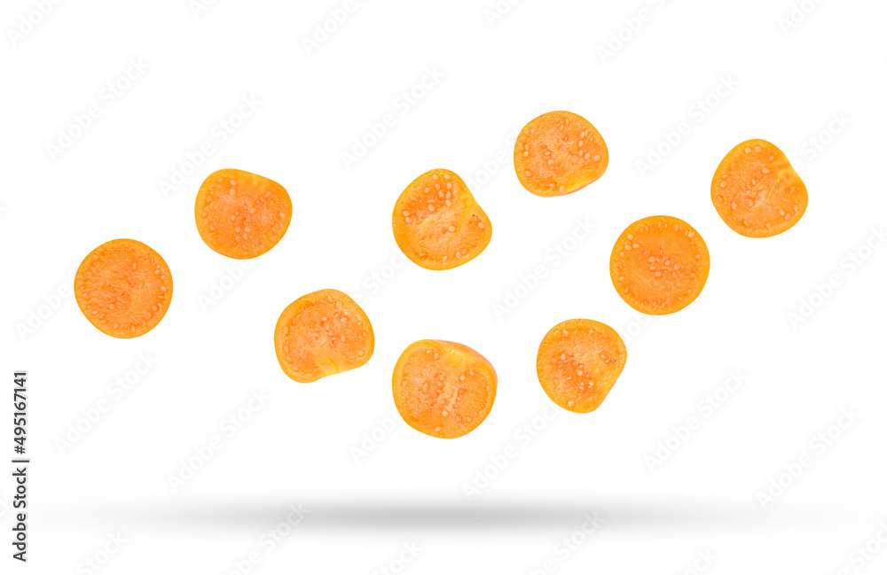 Cape gooseberry (physalis) falling in the air isolated on white background. Cape gooseberry (physalis) falling in the air isolated on white background.