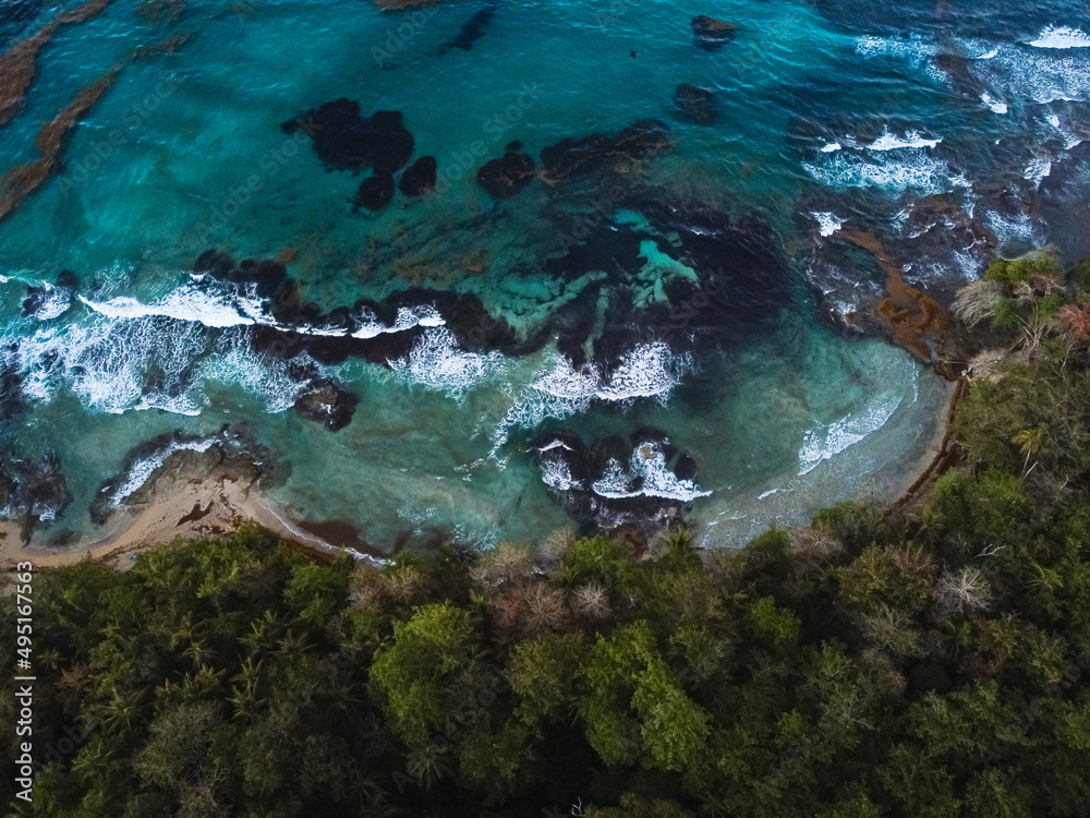 aerial photography made with drone of a caribbean beach in Costa Rica