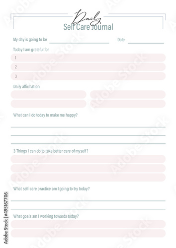 Daily Self Care Journal Set: 5 pages of how to love yourself better 