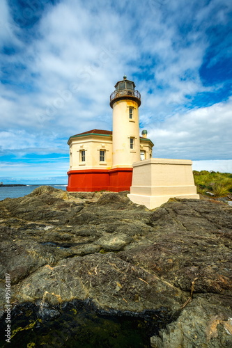 Coquille River Lighthouse on the Pacific Coast of Oregon State-USA