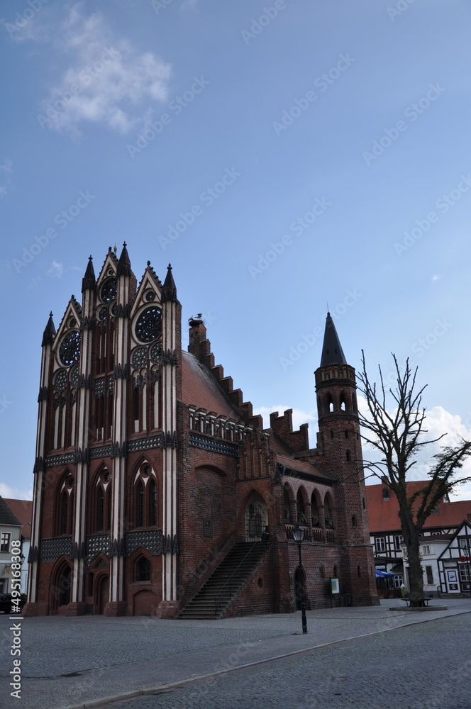 Fototapeta premium TANGERMUENDE SAXONY ANHALT GERMANY ,2011 Historisches Rathaus (Old Town Hall), Tangermunde, Elbe, Saxony-Anhalt, Germany