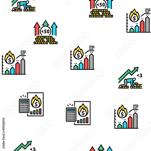 Inflation Financial World Problem Vector Seamless Pattern Thin Line Illustration