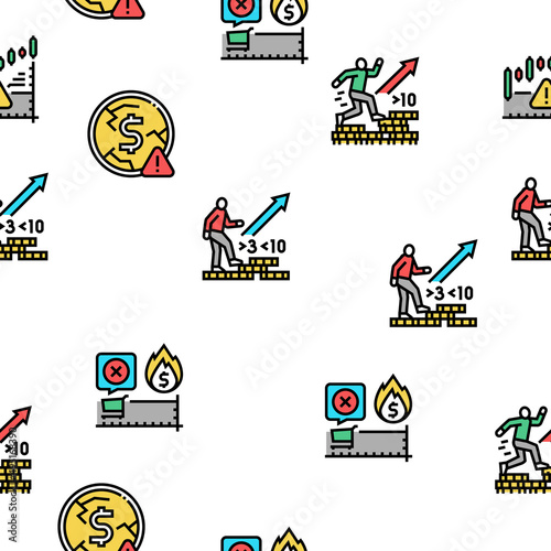 Inflation Financial World Problem Vector Seamless Pattern Thin Line Illustration