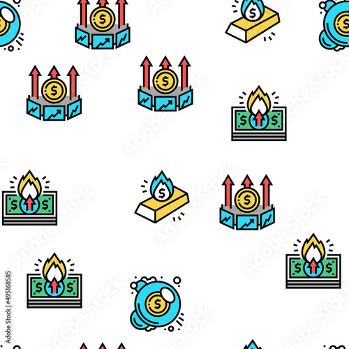 Inflation Financial World Problem Vector Seamless Pattern Thin Line Illustration