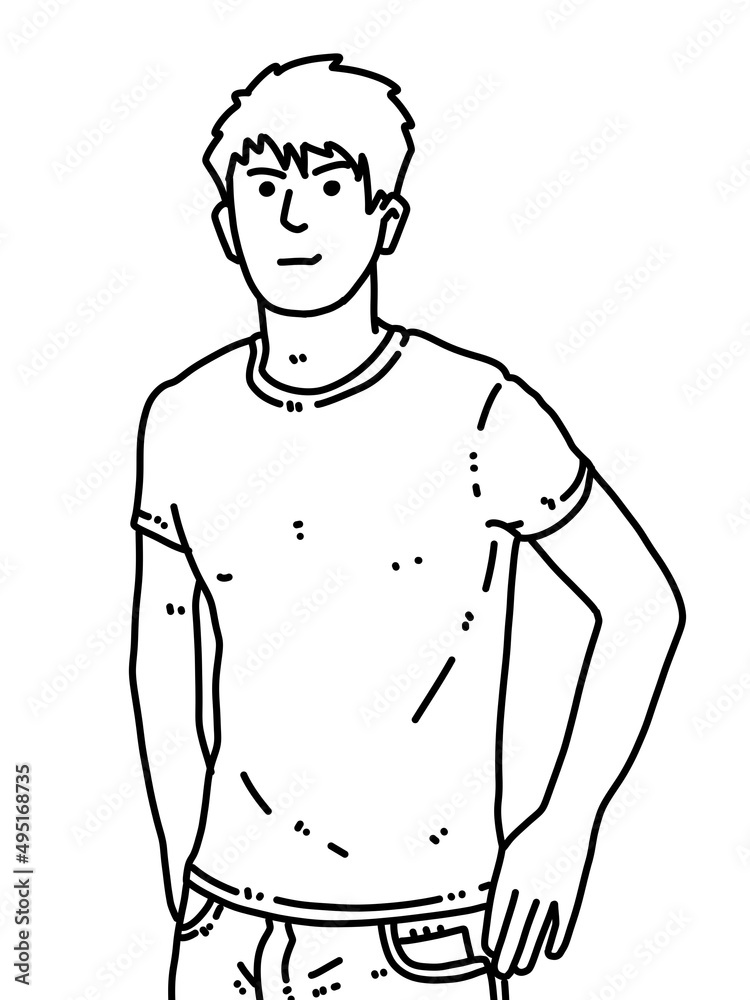 Fototapeta premium black and white of man cartoon for coloring