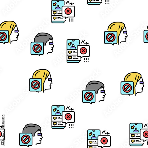 Cancel Culture And Discrimination Vector Seamless Pattern Thin Line Illustration