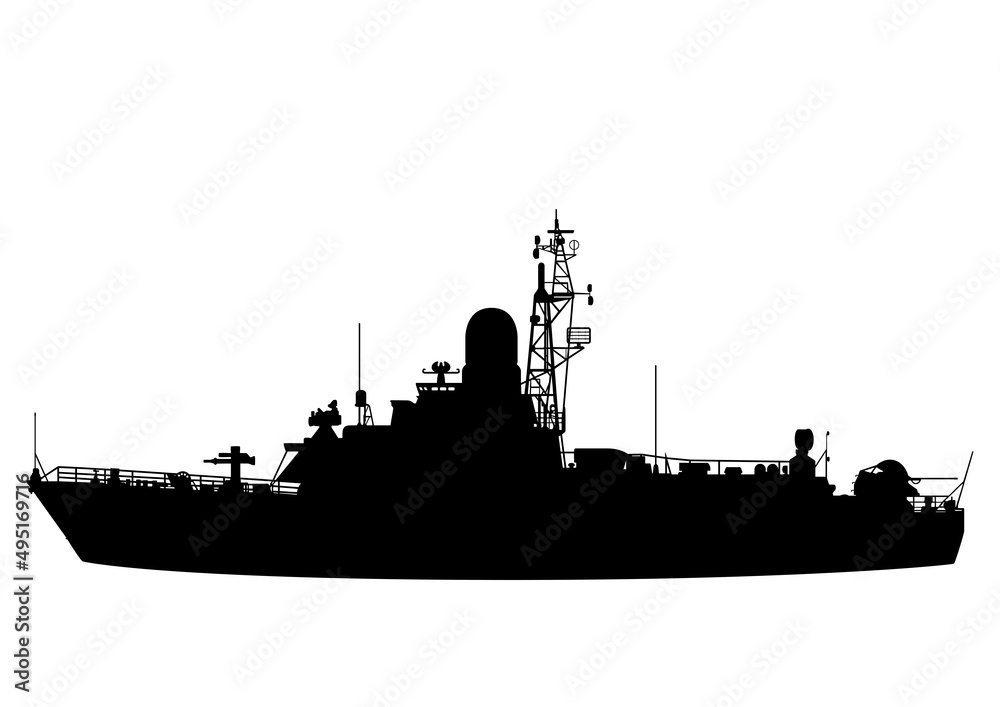 Silhouette of small rocket ship. Vector EPS10.