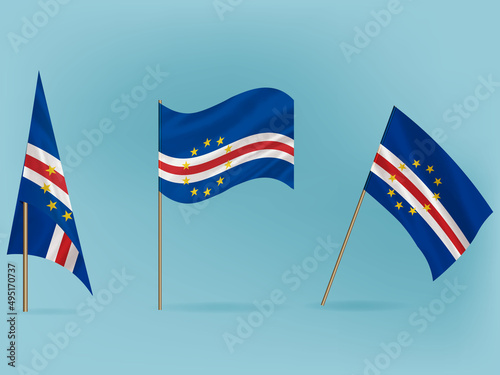 National flag of Cape Verde vector.Waving flag of Cape Verde from different angle