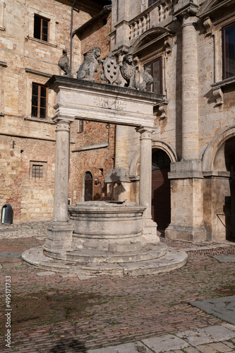 View on streets and houses in ancient town Montepulciano  Tuscany  Italy