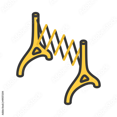 Extendable steel barrier kawaii doodle isometric vector illustration