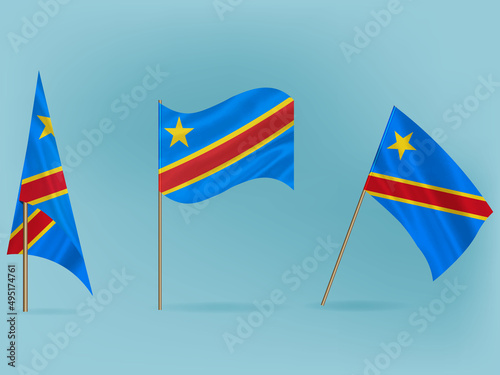 National flag of Democratic Republic of the Congo vector.Waving flag of Democratic Republic of the Congo from different angle