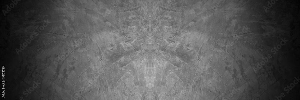 Naklejka premium Old wall texture cement dark black gray background abstract grey color design are light with white gradient background.