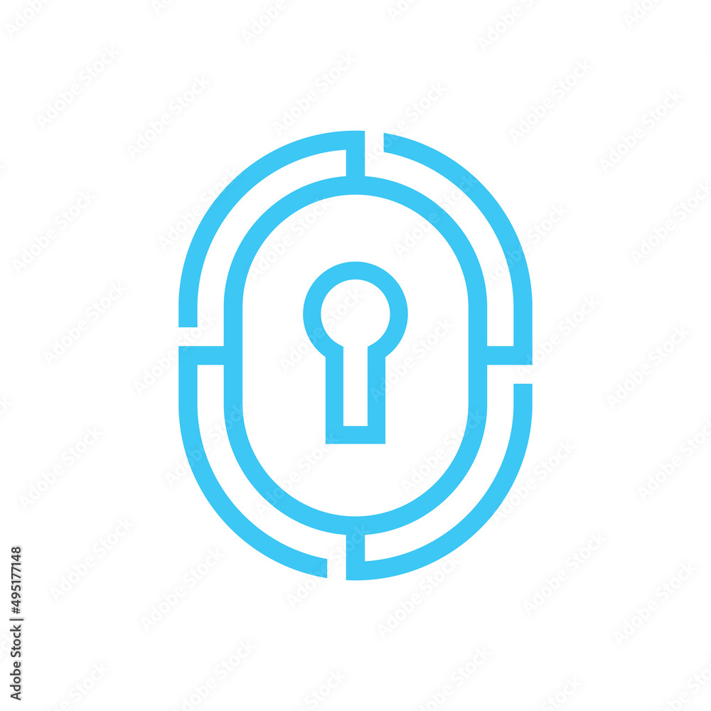 Abstract keyhole for business company, door key hole icon, security symbol with line art style Abstract keyhole for business company, door key hole icon, security symbol with line art style