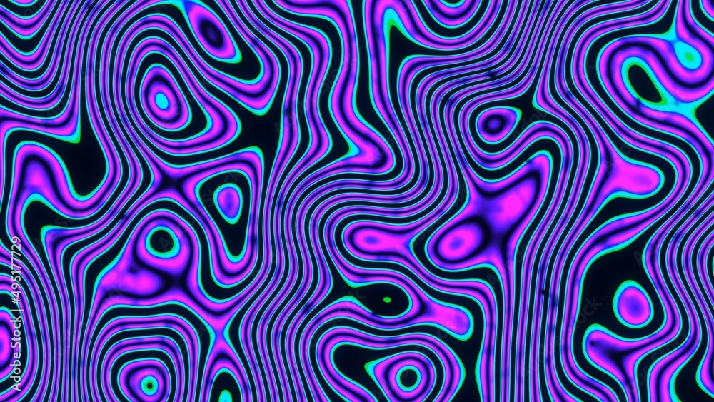 Neon color psychedelic line waves effect