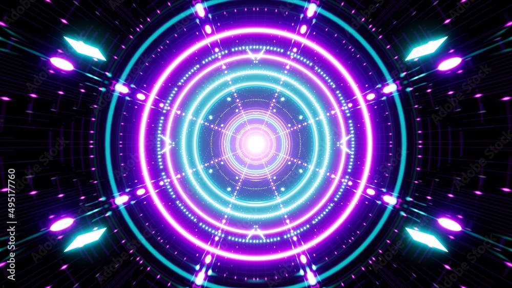 Shining Circular Neon Concert Tunnel VJ Art