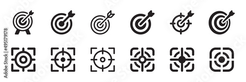 Target icon set. Goal, aim, focus icon collection isolated on white background.