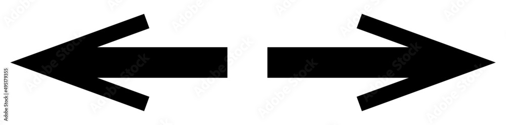 Left and right arrow, pointer, cursor in opposite direction. Intersection, navigation, forward-backward arrow element Left and right arrow, pointer, cursor in opposite direction. Intersection, navigation, forward-backward arrow element