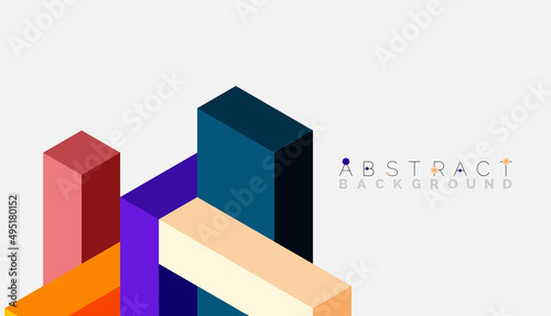 Abstract background. 3d cubes, cubic elements and blocks. Techno or business concept for wallpaper, banner, background, landing page