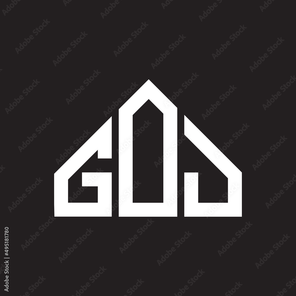 GOJ letter logo design on Black background. GOJ creative initials letter logo concept. GOJ letter design. 