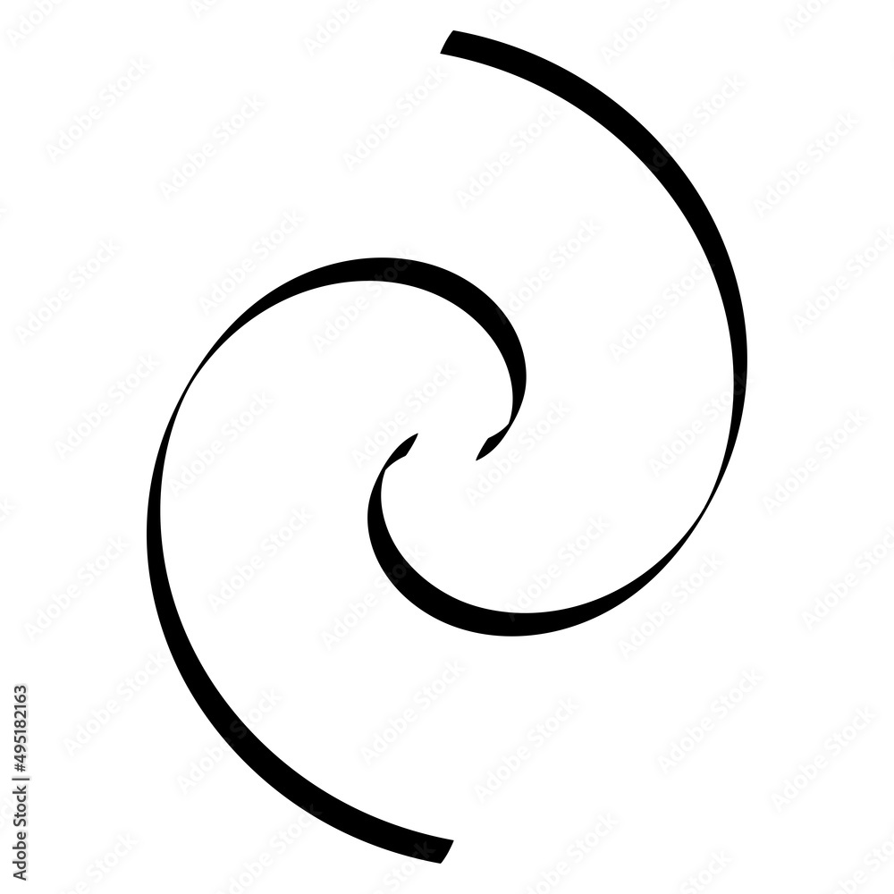 Spiral, swirl, twirl and whirl element. Helix, volute ripple, vortex shape Spiral, swirl, twirl and whirl element. Helix, volute ripple, vortex shape