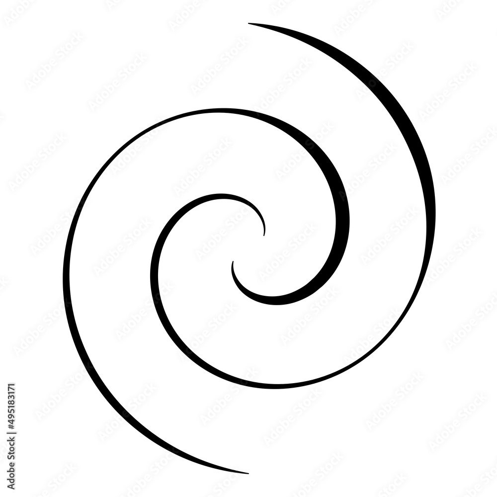 Spiral, swirl, twirl and whirl element. Helix, volute ripple, vortex shape Spiral, swirl, twirl and whirl element. Helix, volute ripple, vortex shape