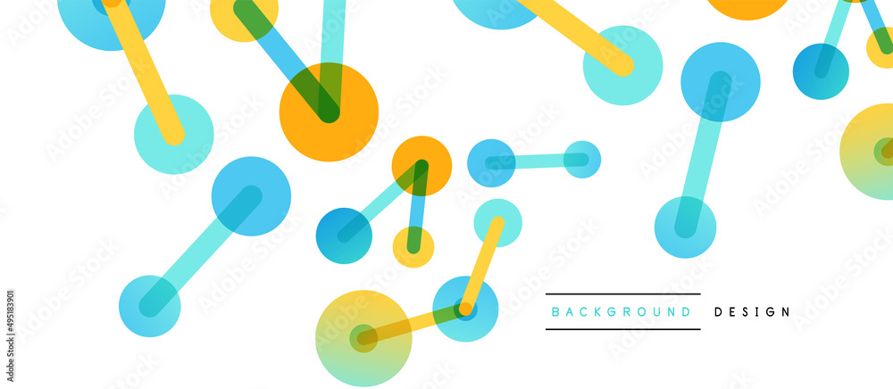 Abstract background. Round dots connected by lines. Trendy techno business template for wallpaper, banner, background or landing