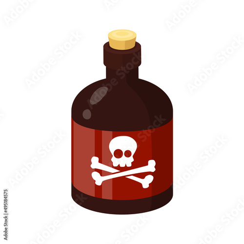 Glass Bottle of Poison flat icon vector isolated on white photo