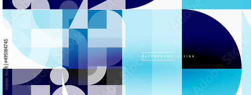 Minimal geometric abstract background. Circle square and triangle design. Trendy techno business template for wallpaper, banner, background or landing