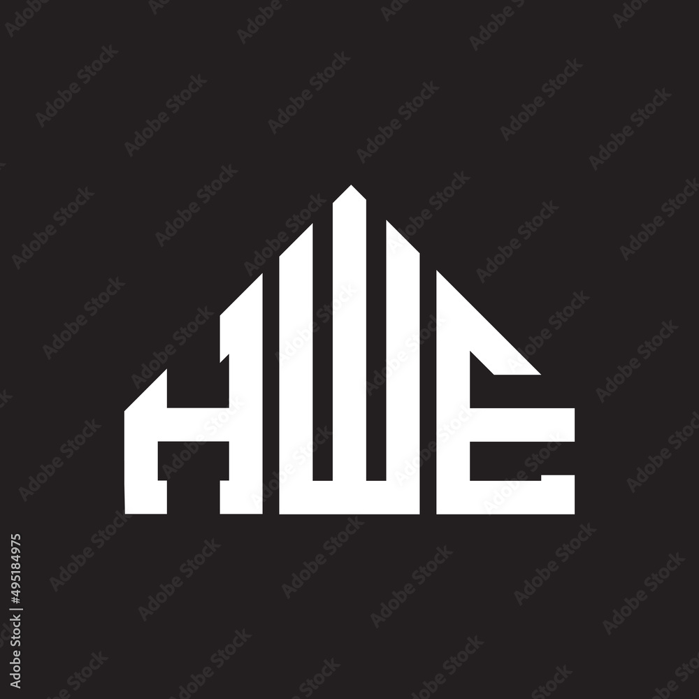 HWE letter logo design on black background. HWE  creative initials letter logo concept. HWE letter design.
