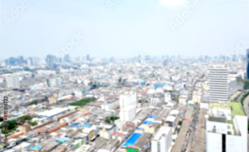 blurred view of cityscape of Bangkok  Thailand. city view from above. abstract blur bangkok city for background. intentionally blurred post production for bokeh effect.