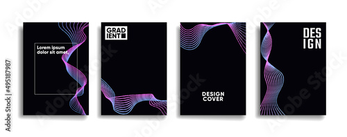 black gradient color abstract line pattern background cover design. modern background design with dark color. black dark placard poster vector cover template.