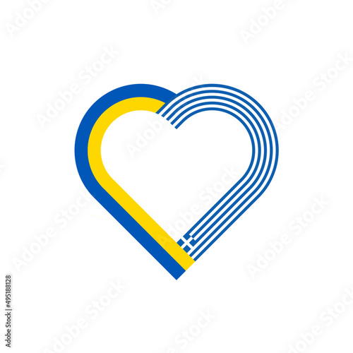 heart outline icon with ukraine and greece flags. vector illustration isolated on white background