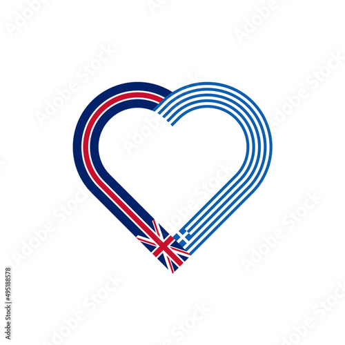 heart ribbon icon of united kingdom and greece flags. vector illustration isolated on white background