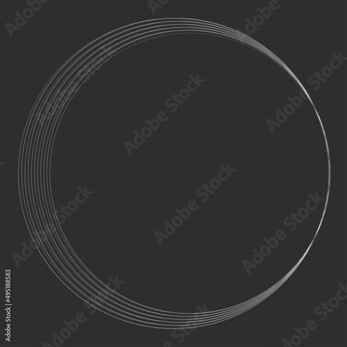 Random circles with hand drawn, free hand drawing effect. Concentric circles, rings shape