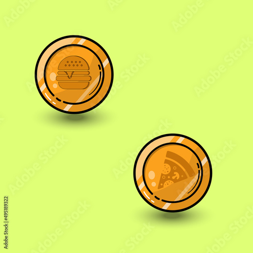 burger and pizza gold coins